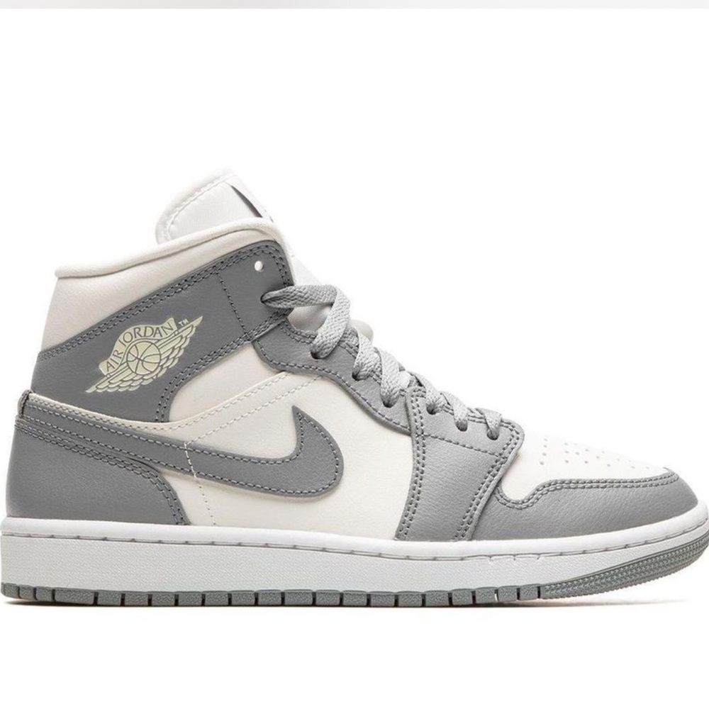 Nike Air Jordan 1 Mid Gray White Sneakers